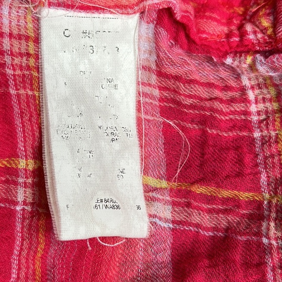 C&C California Pink Plaid Lightweight Woven Crinkle Button Up Shirt Small - Picture 9 of 9